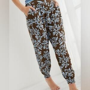 Aerie Homebody brown & blue floral tapered jogger pants size small